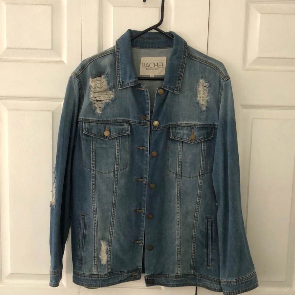 Distressed blue Jean Jacket.
Size 1X